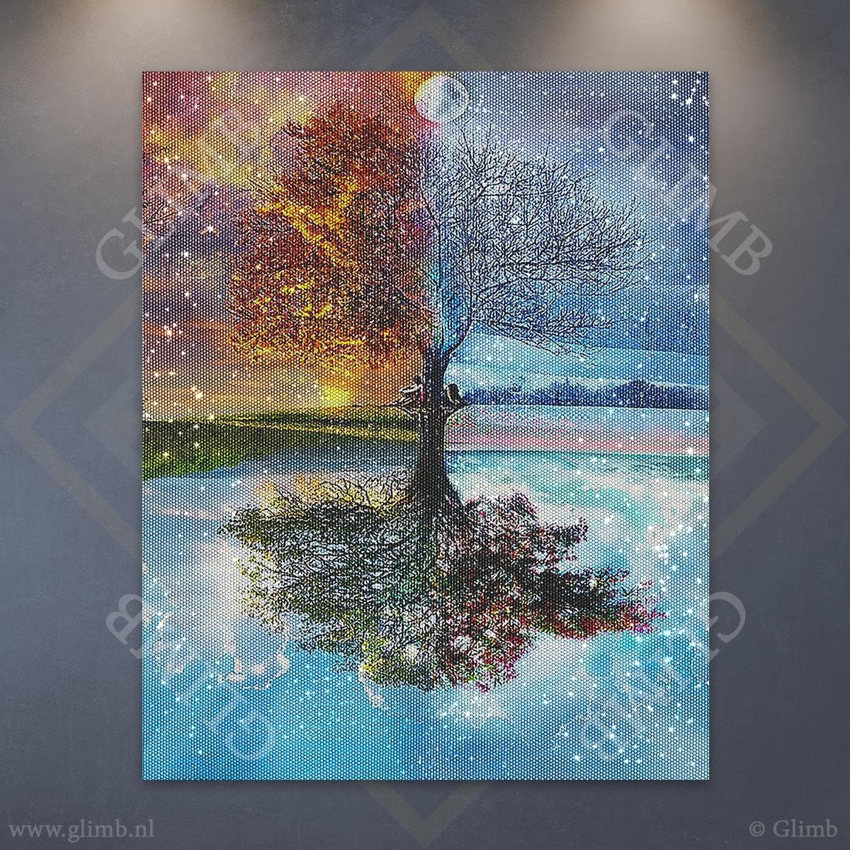 Glimb® | HQ Diamond Painting Pakket | Vier Seizoenen | 40x50cm | Rond | Volledig | Made in NL! // Diamond Painting - Diamond Painting Pakketten - Diamond Paint - Daimond Painting - Dotz -Diamond Schilderen - Diamond Painting Volwassenen